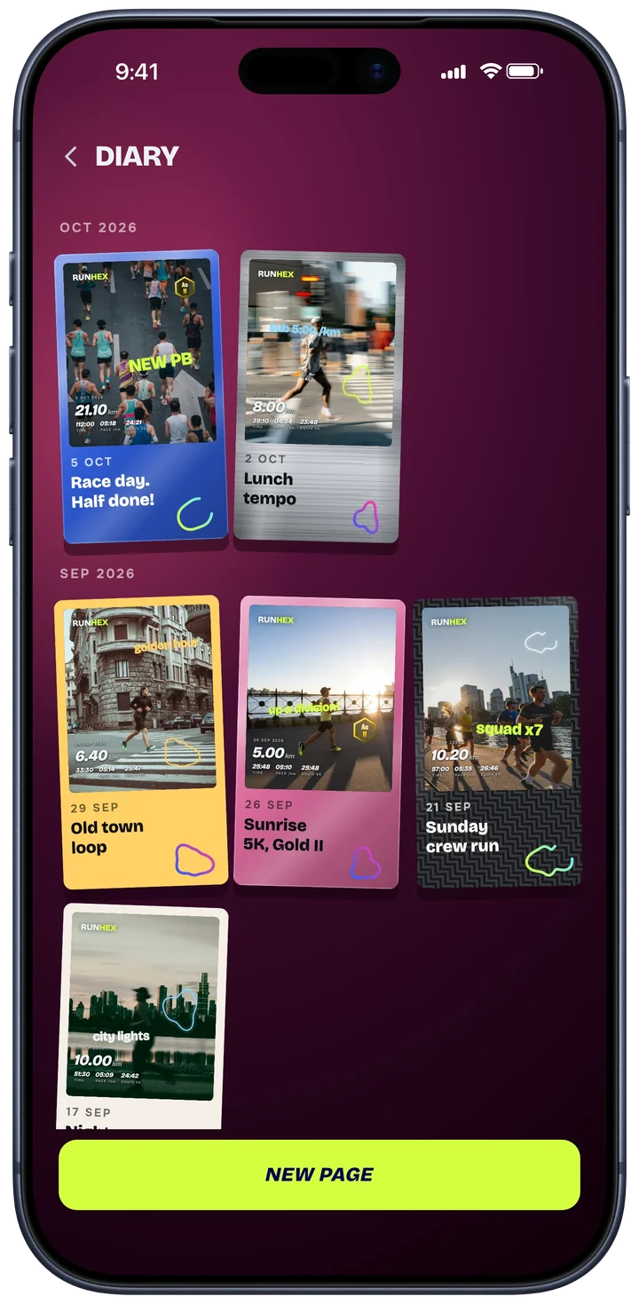 A page for every run.